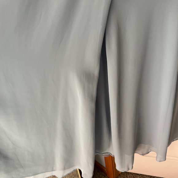 David’s Bridal Dusty Blue Cowl Neck Chiffon Dress - Picture 7 of 7